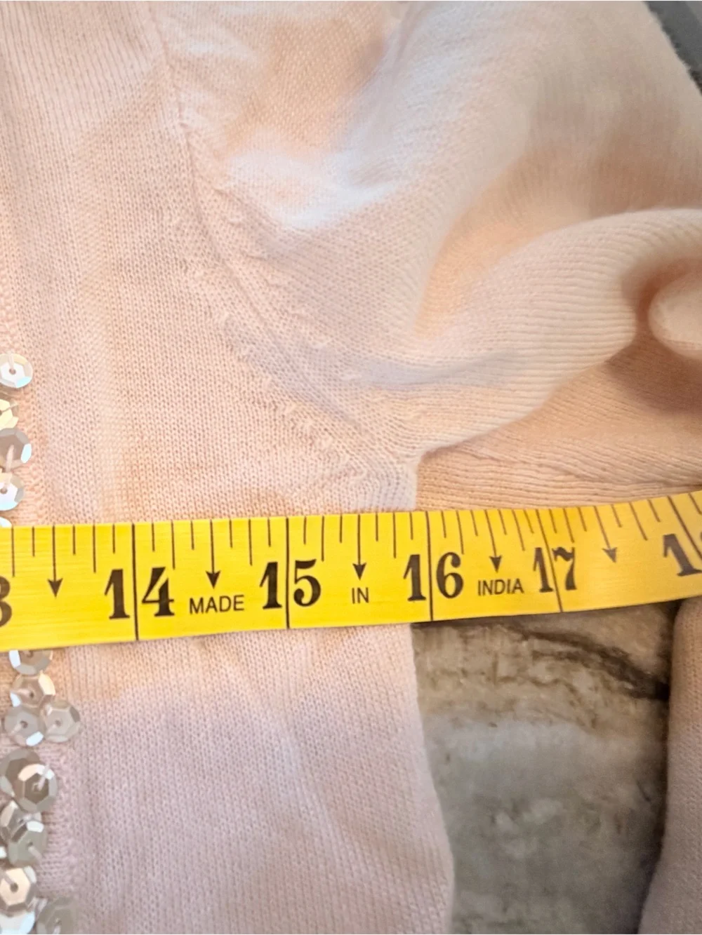 J.Crew XS Blush Merino Wool Champagne Sequin Shawl Collar Cardigan